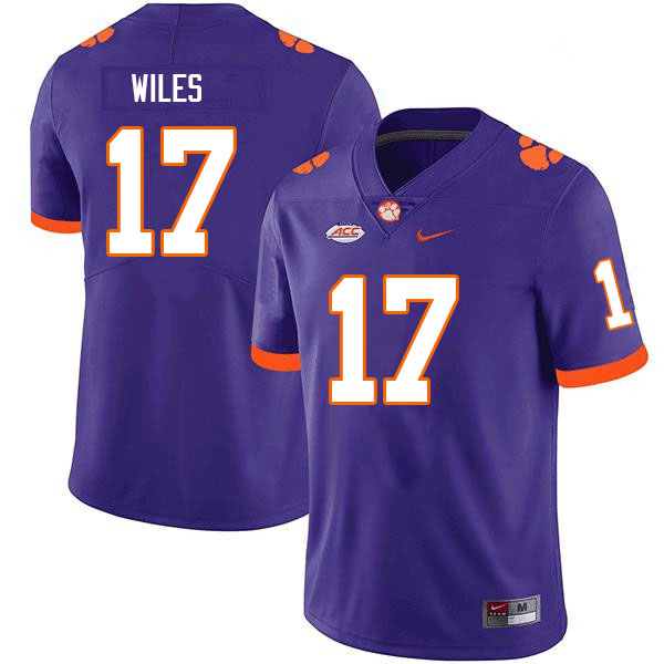 Men #17 Billy Wiles Clemson Tigers College Football Jerseys Sale-Purple - Click Image to Close